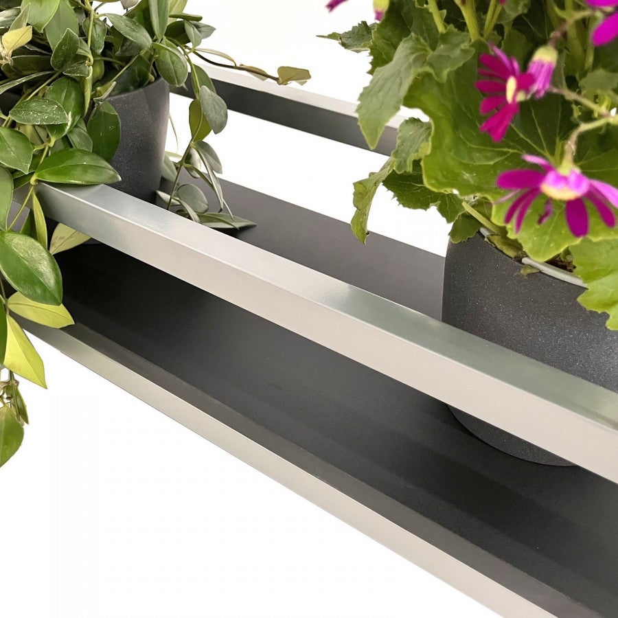 Etagère FLEURS SUSPENDUE au PLAFOND GRIS NOIR longueur 75 cm avec chaînes pour fleurs jardin vertical verre porte bouteille bar cuisine - 2