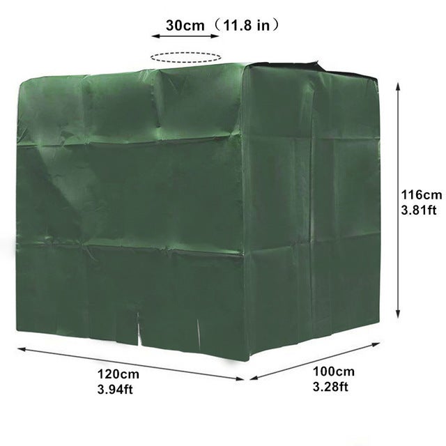Pokrowiec na zbiornik IBC 1000L, Osłona ochronna na pojemnik na wodę, Odporny na kurz, promieniowanie UV i deszcz, zielony, 120x100x116cm