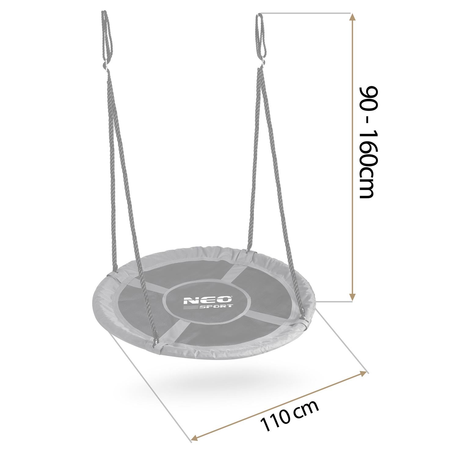 Huśtawka ogrodowa Neo-sport NS-103 mocna bocianie gniazdo fotel wiszący 110 cm XXL - 9