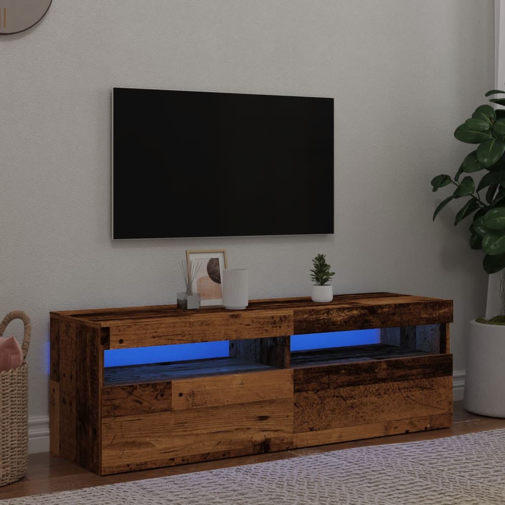 Móvel de TV | Armário de TV com luzes LED derivados de madeira madeira velha CFW46646 - 2