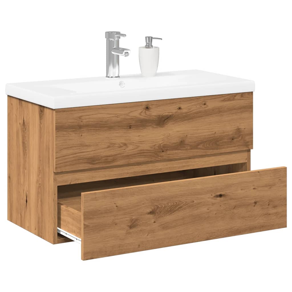 Meuble avec vasque intégrée vieux bois 91x39,5x49 cm