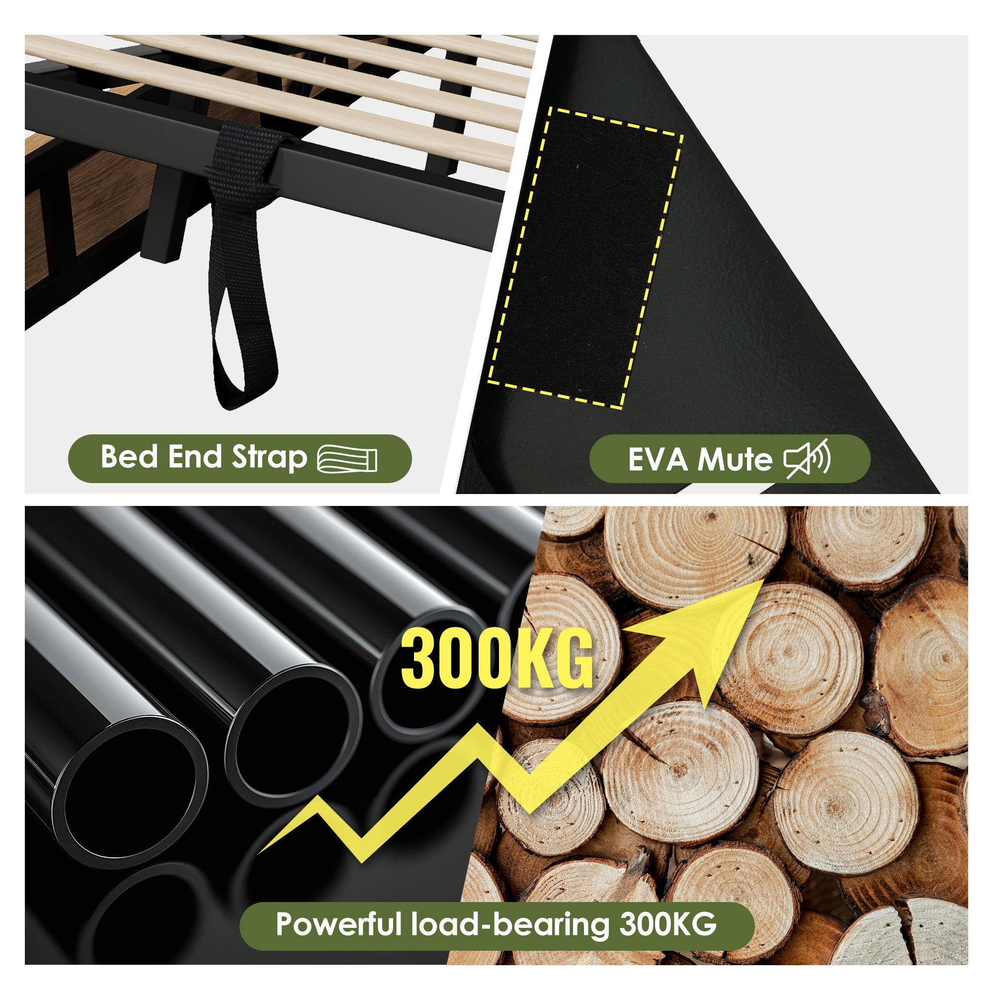 Lit 160x200 avec sommier à Lattes et hydraulique, Lit Coffre avec tiroirs et USB TypeC, Cadre de Chêne (Sans Matelas) - 3