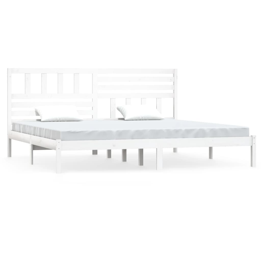 Łóżko Drewniane Białe Rama Łóżka Ze Stelażem Drewniana Łóżko Do Sypialni Pokoju 200 x 200 cm