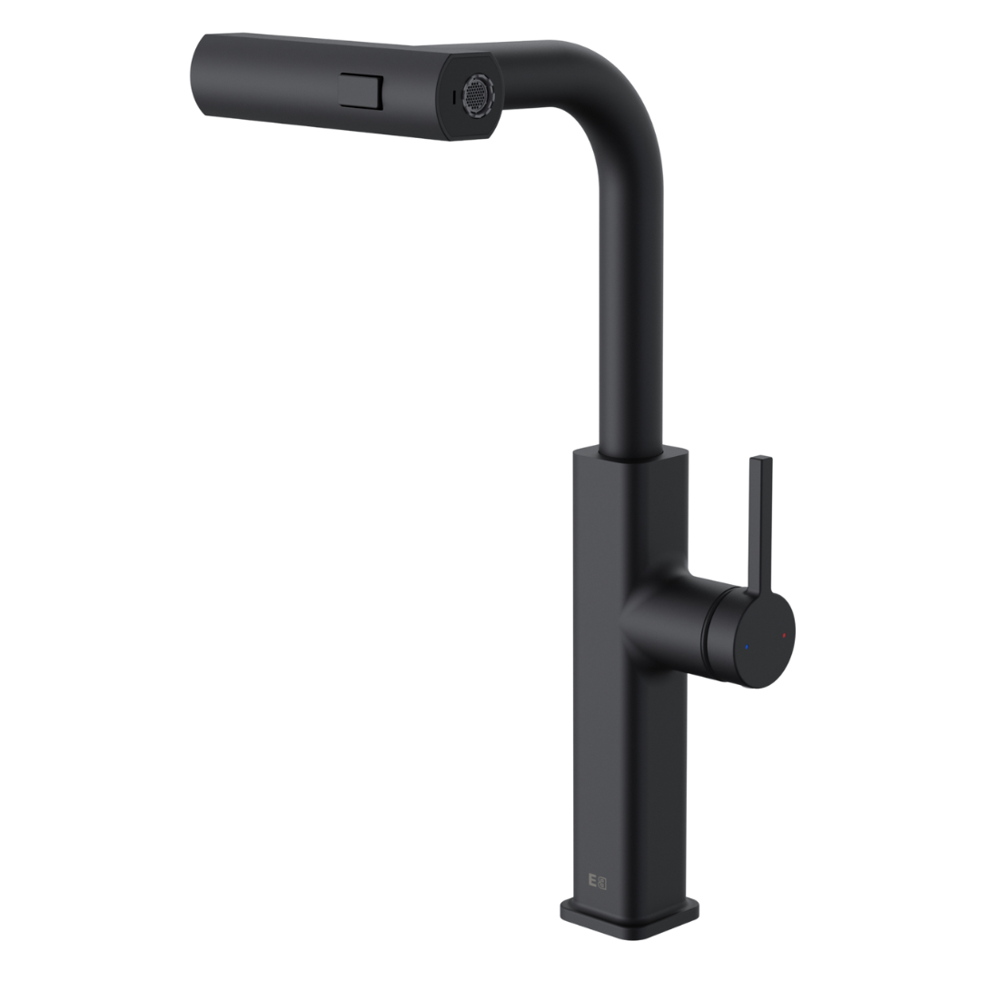 Esseswitch bateria zlewozmywakowa z wyciąganą wylewką matowa czerń