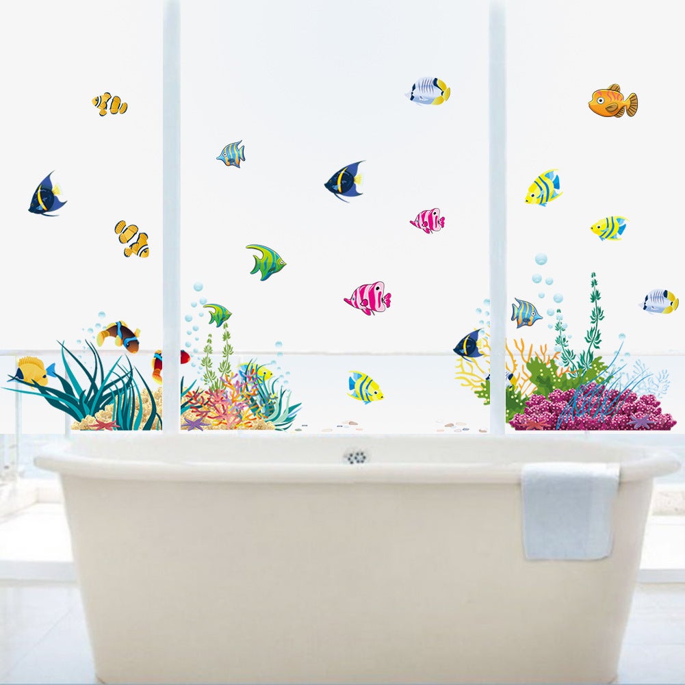 Stickers Muraux Sous la Mer Poissons Tropicaux Autocollants Muraux Mural Stickers Poissons Animaux Marins pour Chambre Enfants Salle de Bain - 2