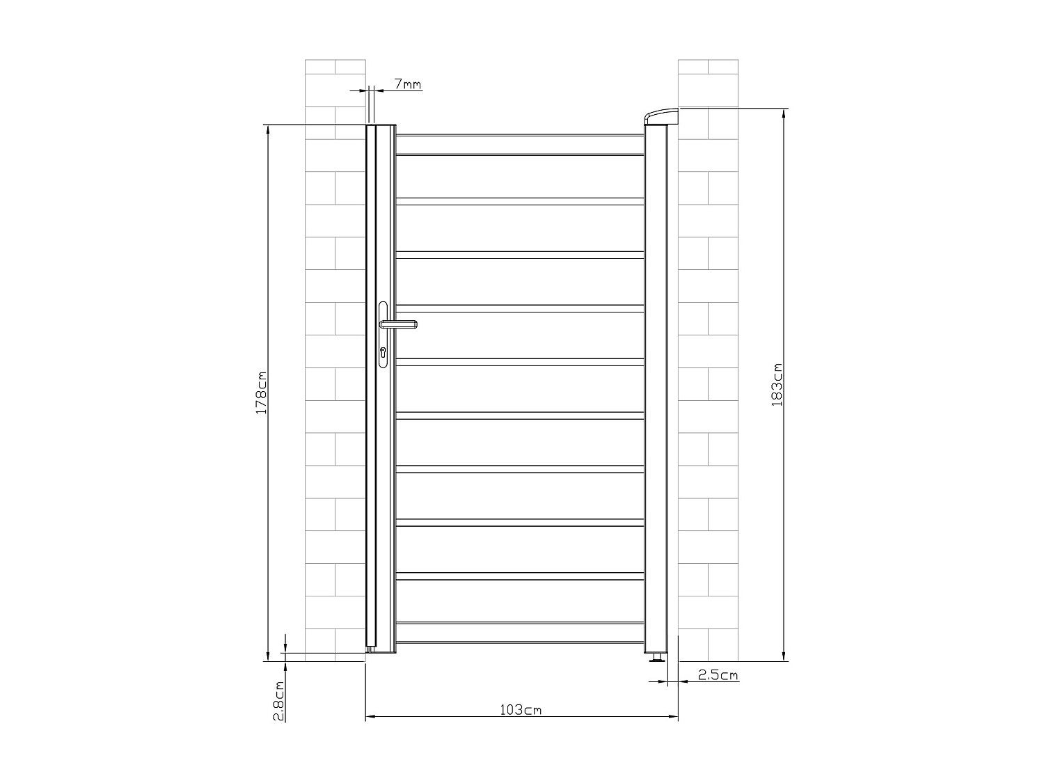 Portillon battant aluminium ajouré L103 x H183 cm anthracite - PRIMO - 5