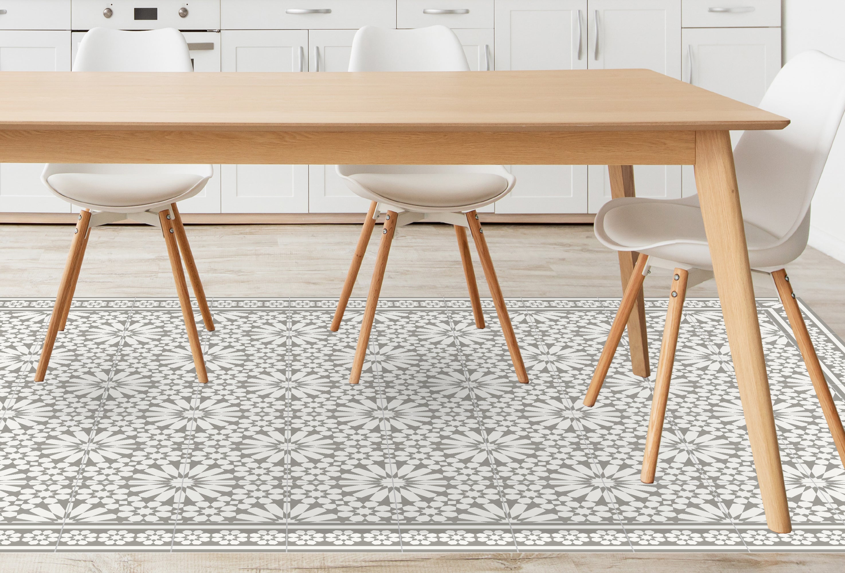 Tapis antidérapant en vinyle Samara beis 133x200 cm - PVC imprimé, lavable, ignifuge, pour le salon ou la cuisine, style hydraulique, beige - 5