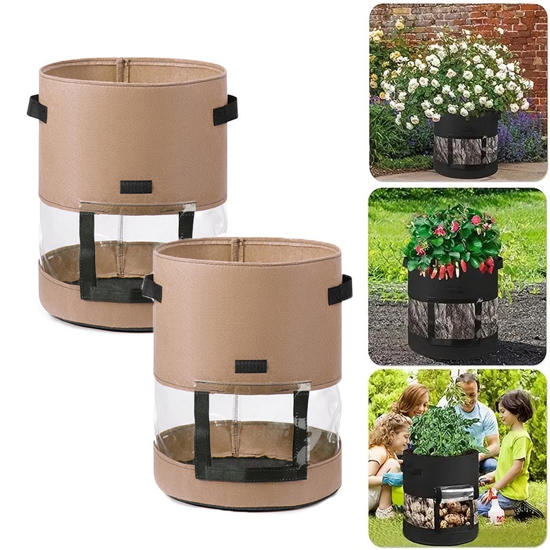 2 sztuki Worków do Sadzenia 10 Gallonów – Idealne do Uprawy Ziemniaków, Truskawek, Pomidorów – 35 cm x 45 cm – Odporne na UV