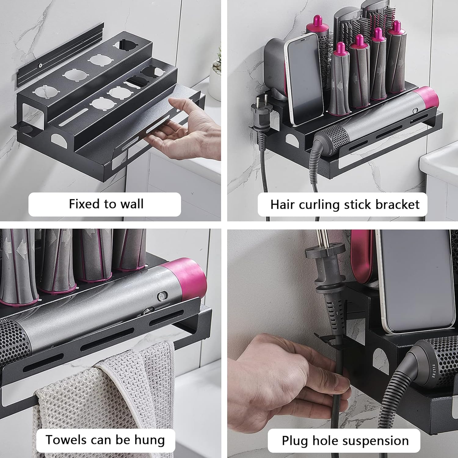 Kompatybilny z regałem magazynowym Dyson, uchwytem ściennym do lokówki, akcesoriami Dyson Airwrap i 3-poziomowym uchwytem ściennym. - 2