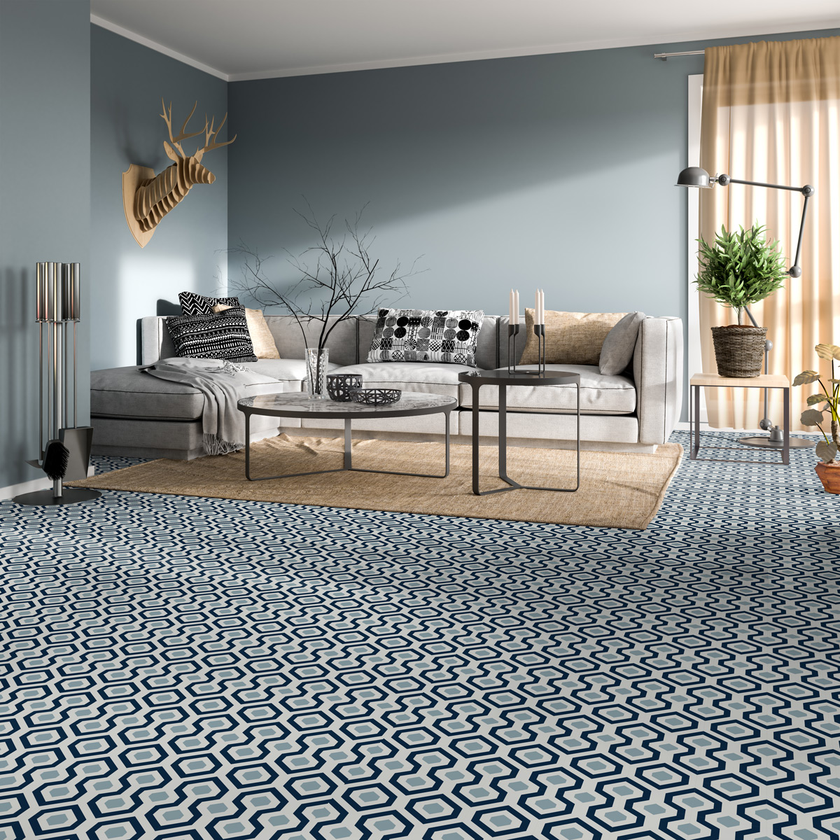 Vinilo baldosas suelo orino antideslizante - 60x100 cm - adhesivo de pared - revestimiento sticker mural decorativo