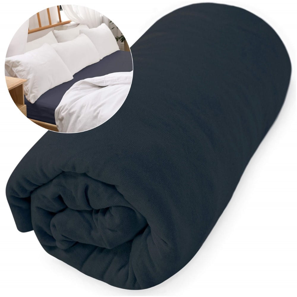 Prześcieradło jersey z gumką 160 x 200 Basic ciemny granat - Darymex