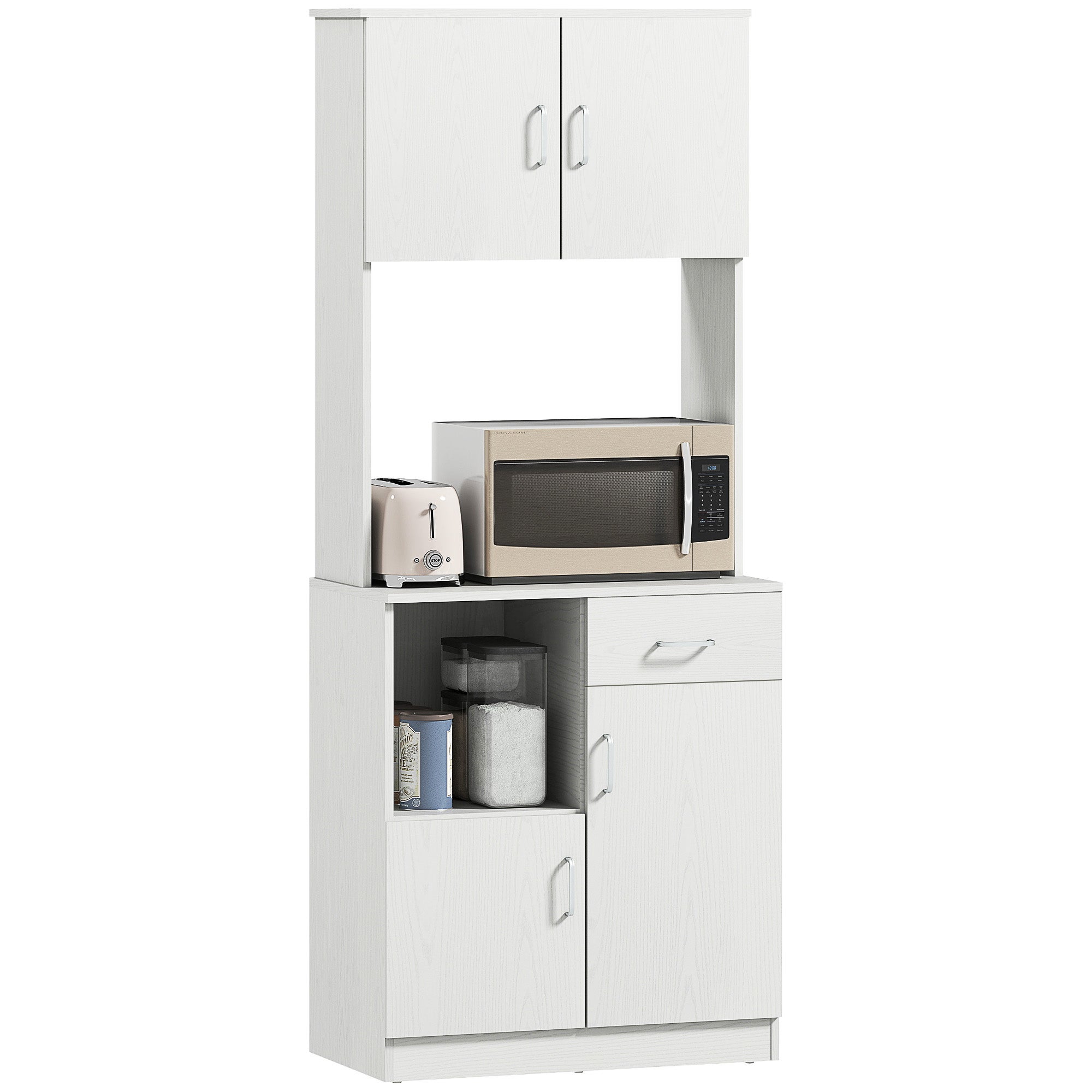 Armario de cocina con 1 cajón estante ajustable y estante abierto estilo moderno antivuelco 71x41x178 cm blanco