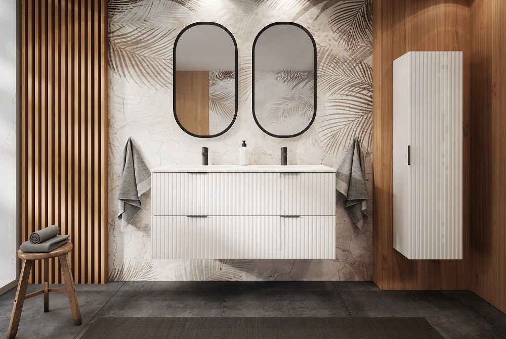 Meuble sous double vasque sur pieds FLOW blanc 120 cm - 2