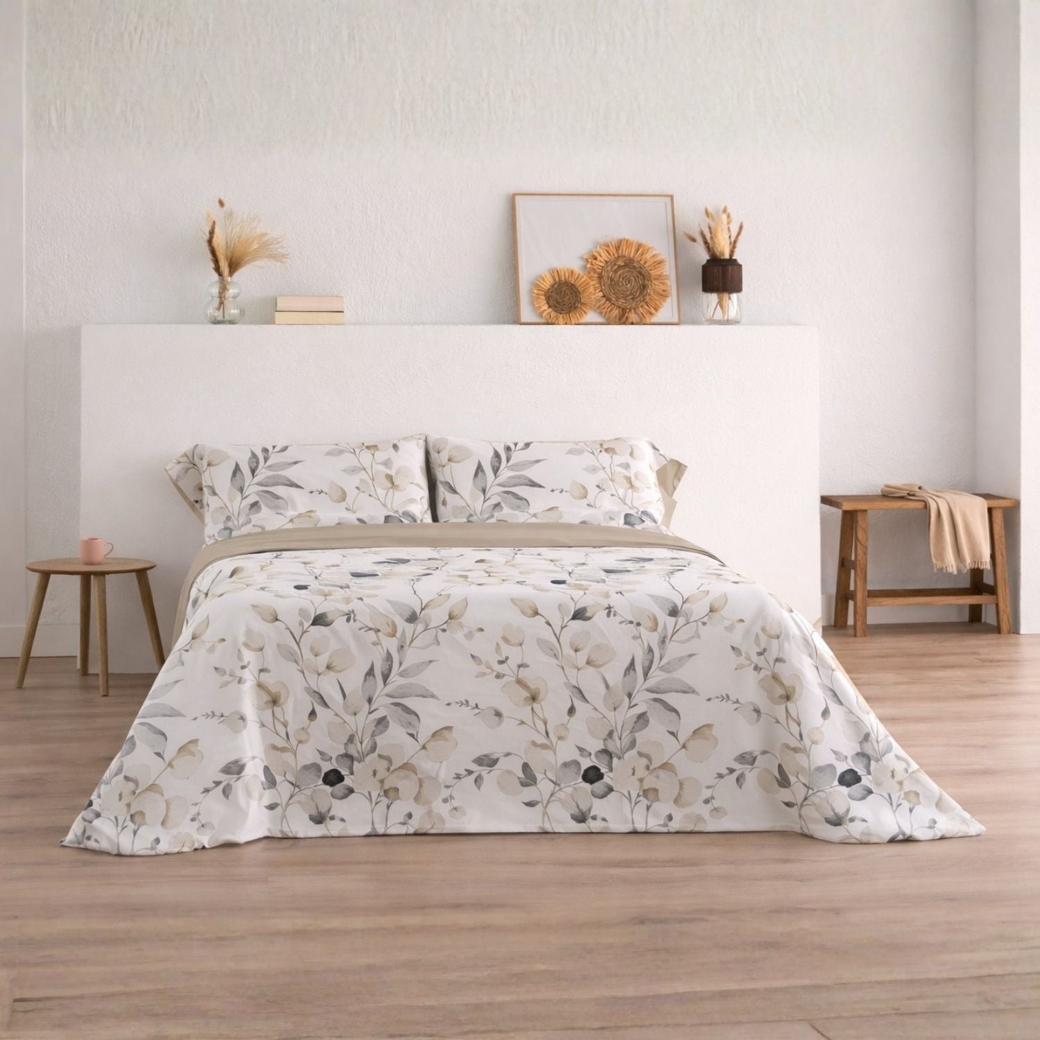 Jogo de Lençóis 144 fios Ahoa Bege Cama 160cm (4 peças) Donegal Collections - 2