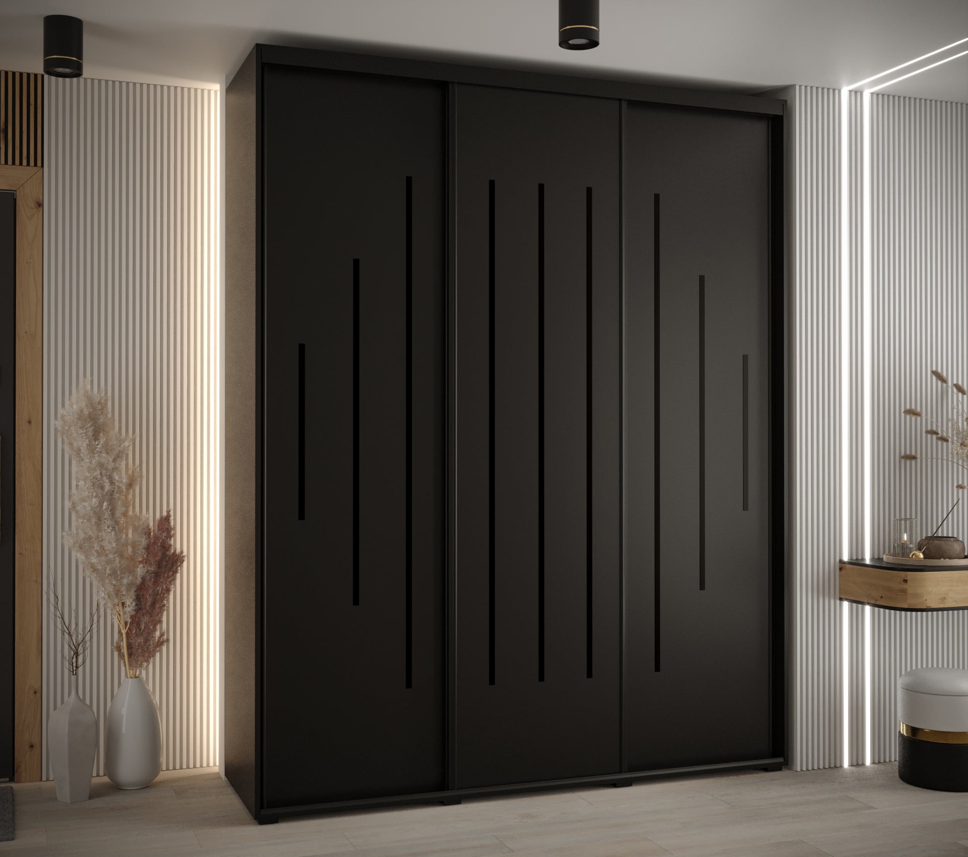 Szafa przesuwna wysoka Davos 12 200 x 45 x 235,2 cm czarny + czarny + u. czarny - Abiks Meble - 2