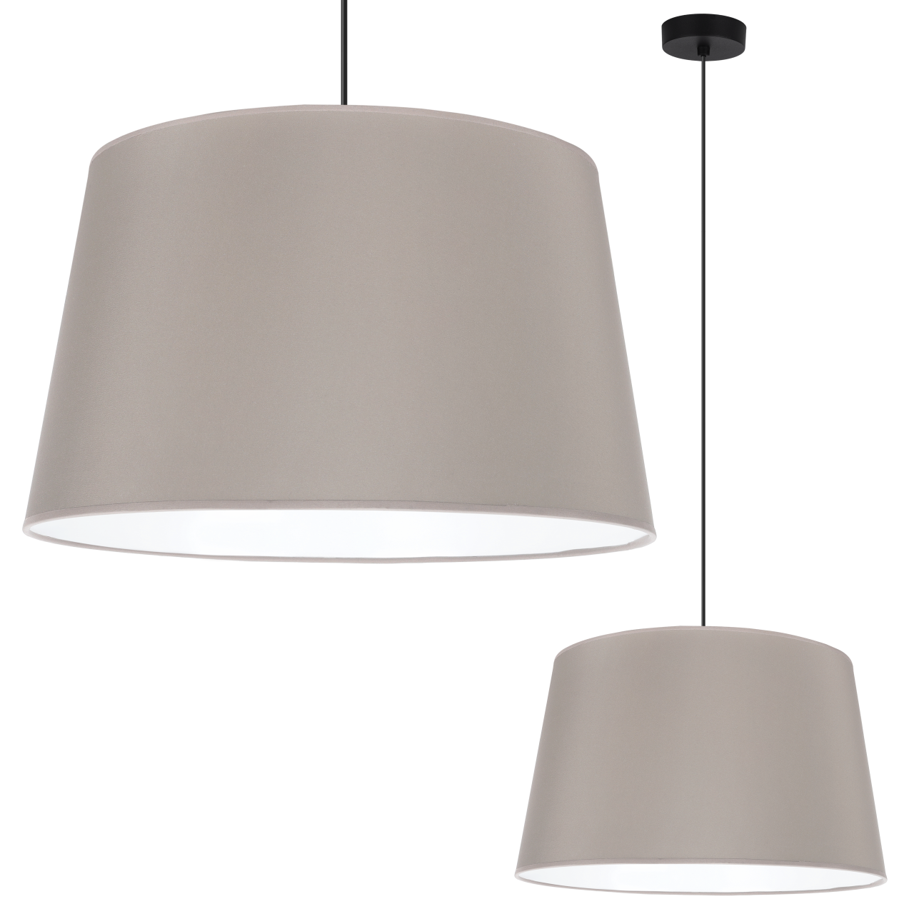 Lampa sufitowa wisząca Juta czarna boho 1xE27 abażur okrągły stożek 44cm oliwkowy Light Home LH