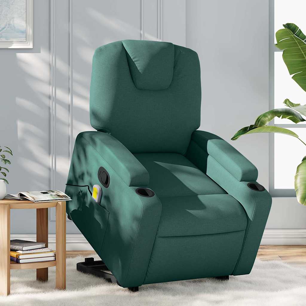 Chaise De Relaxation Pivotante Velours Vert - Hauteur Réglable Gaz, Roulettes, Accoudoirs - Pour Salon Ou Bureau