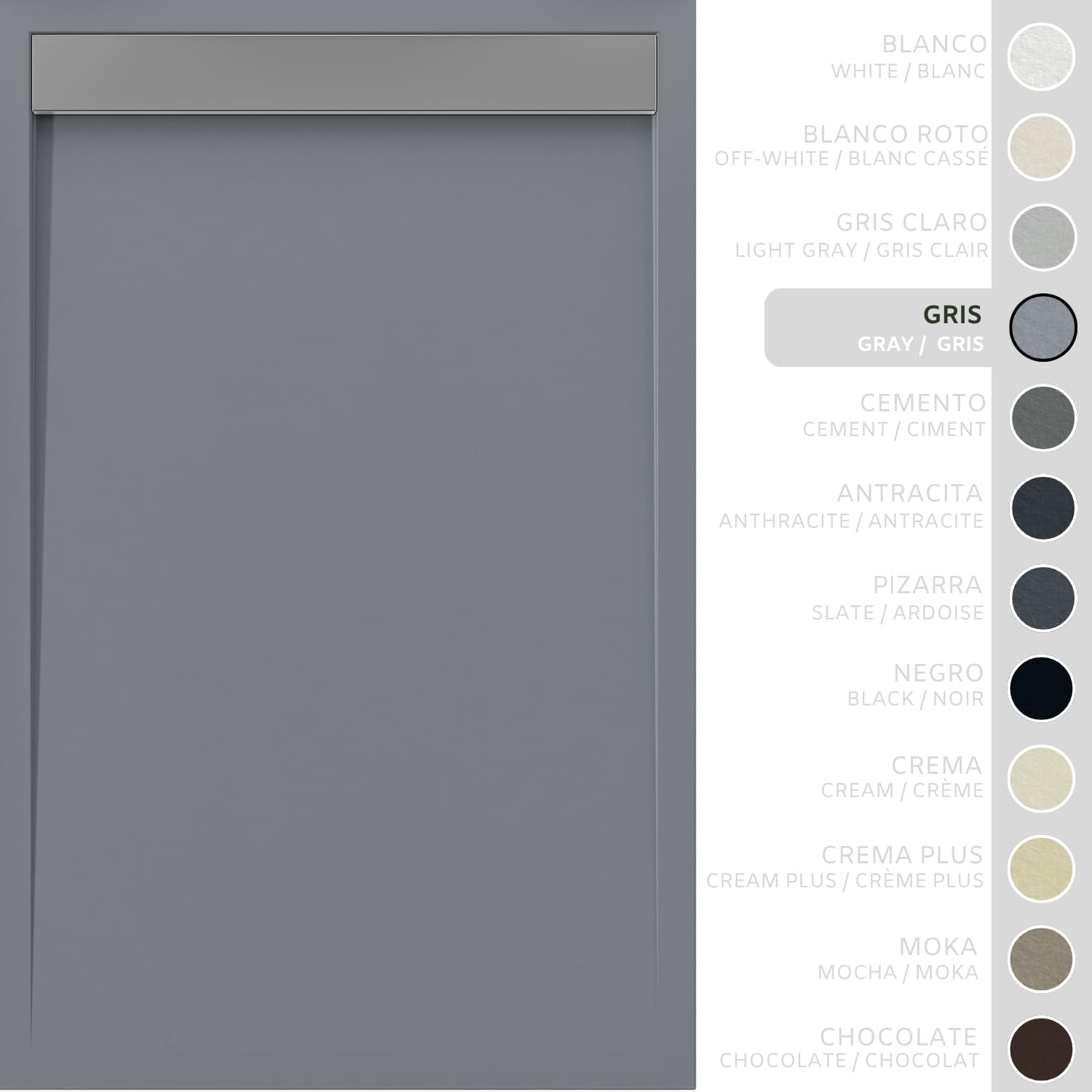 SOULHOME Brodzik prysznicowy– Żywica– Gel Coat– Gładka/Kamienna tekstura – Antypoślizgowy – szary- 100x80- Niski 3cm– Ruszt INOX