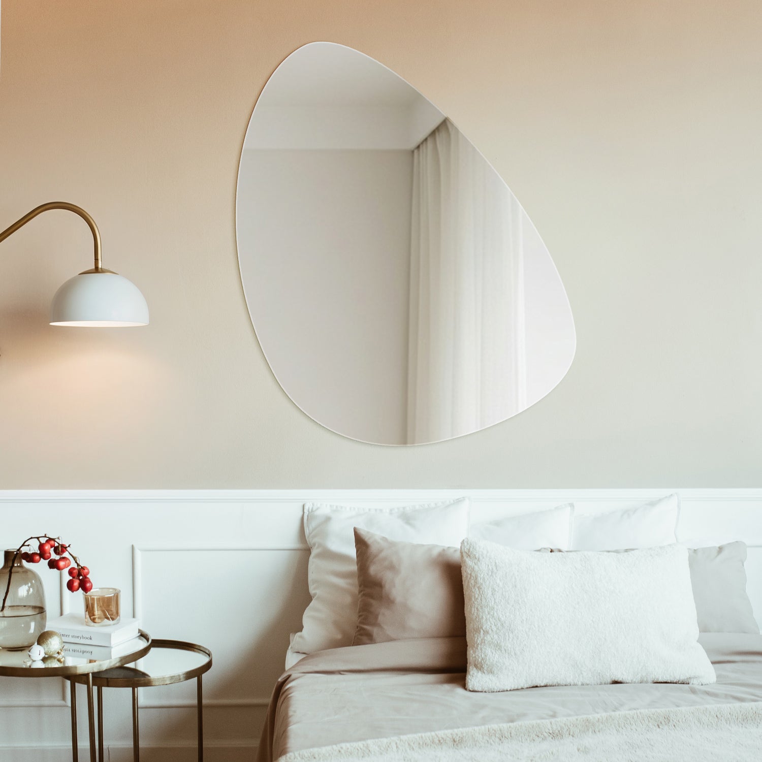 Miroir organique premium design moderne forme asymétrique élégante décoration intérieure salon chambre 50x70 | Wallfluent - 2