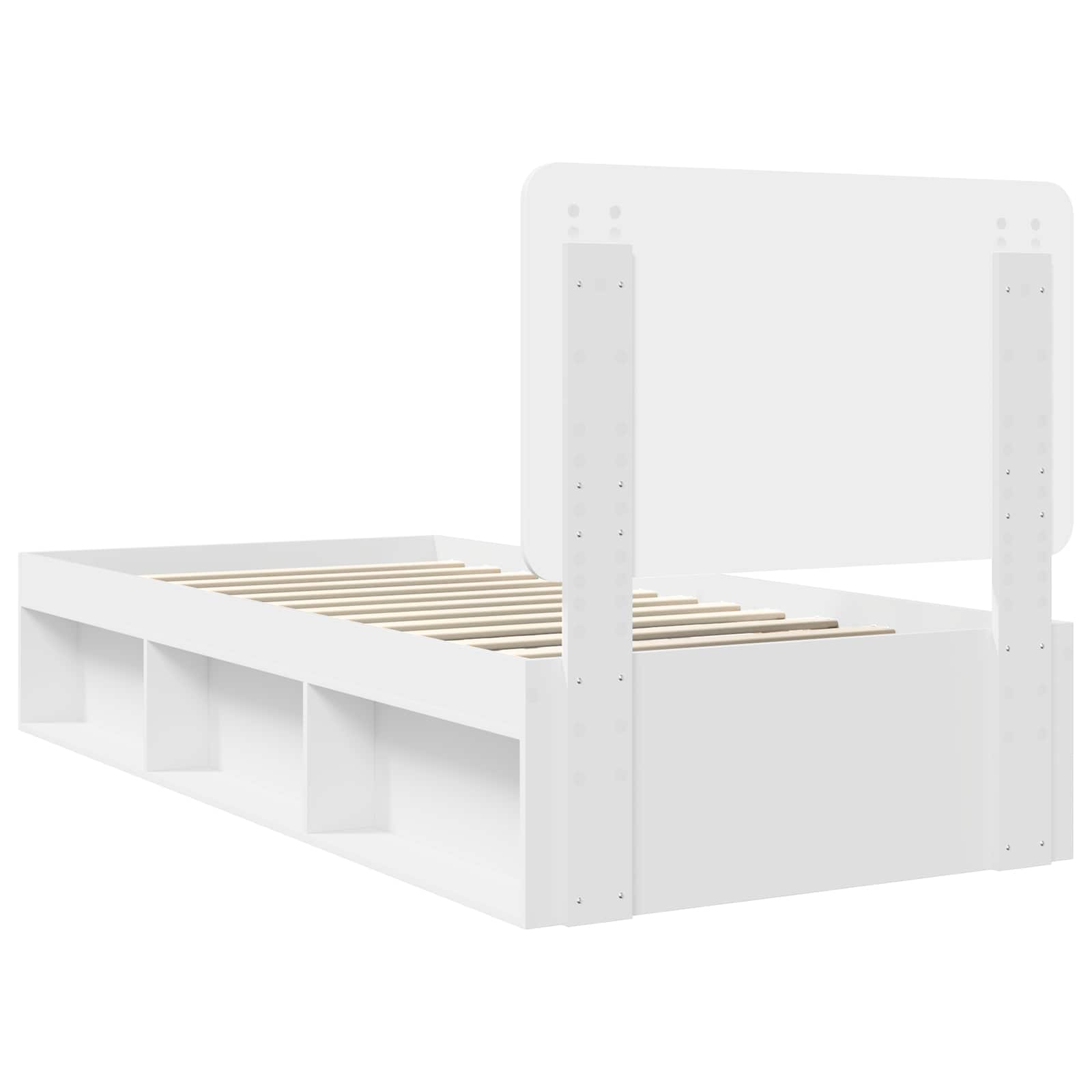 Cadre de lit blanc 75 x 190 cm pin massif - 9