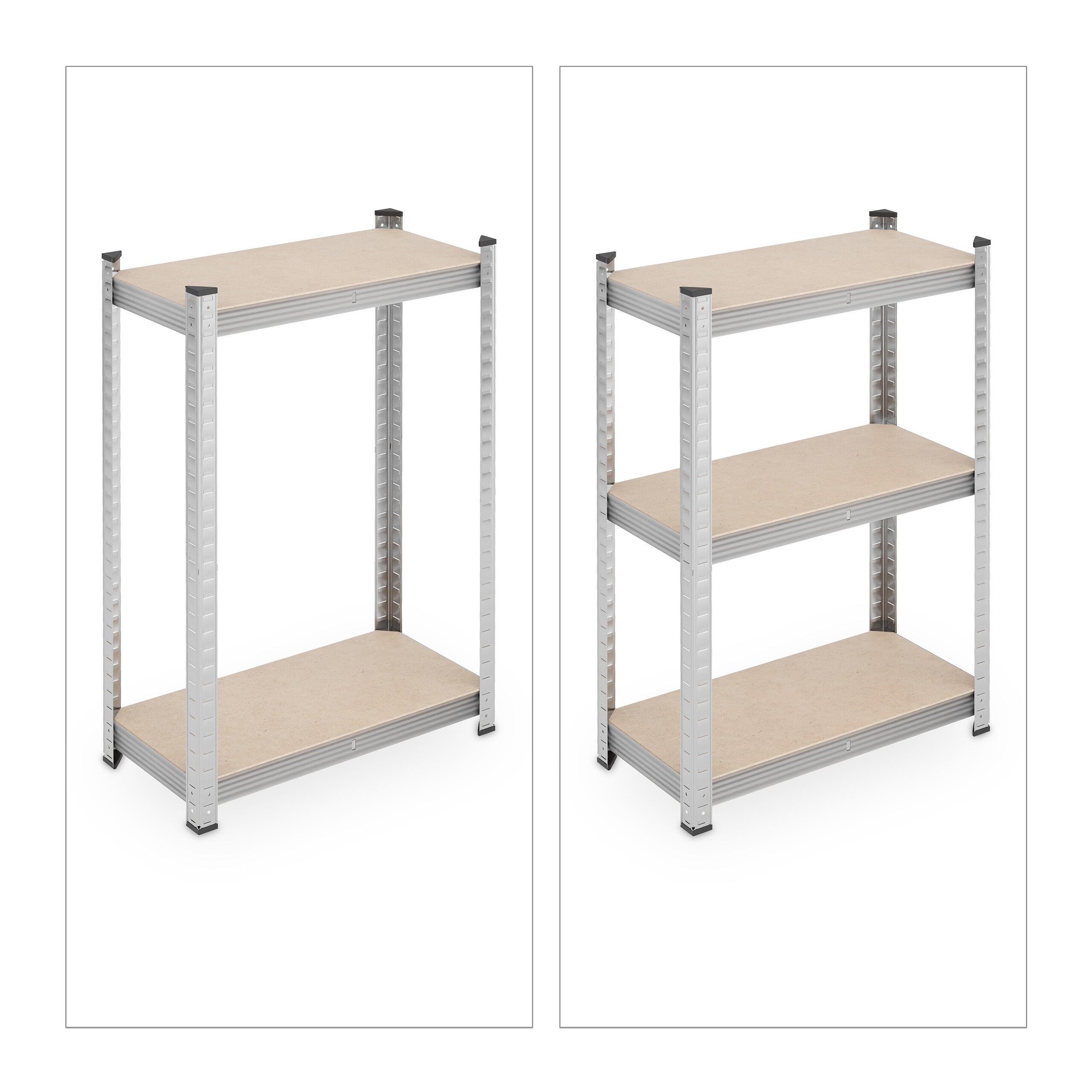 conjunto de 2 prateleiras pesadas, HxLxP: 180x60x30 cm, 500 kg, aço, prateleiras, garagem, prateado, Relaxdays - 6