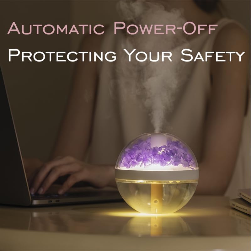 Humidificador portátil de flores preservadas, difusor de aceites esenciales, color rosa - 5