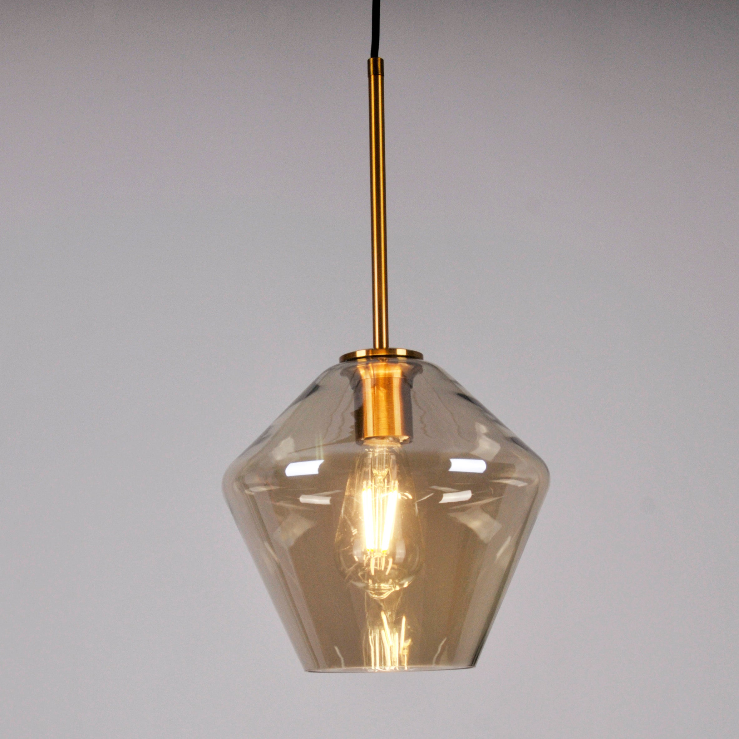 Lampa wisząca Grea bursztynowo-złota 1xE27x20W wym: 120 x 23 x 23 cm szkło Polux - 4