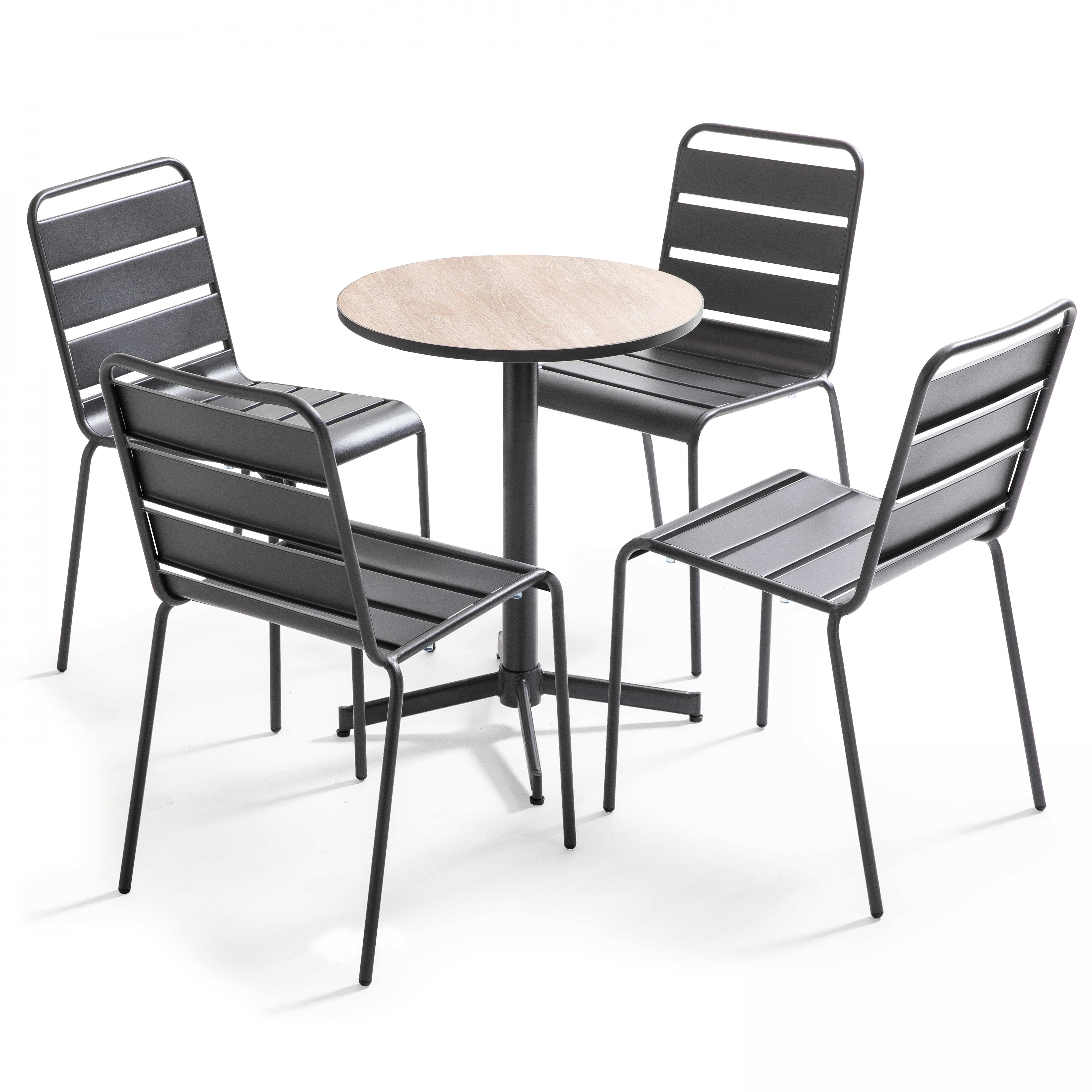 Ensemble de terrasse table ronde bois et 4 chaises , Tivoli - Oviala ...