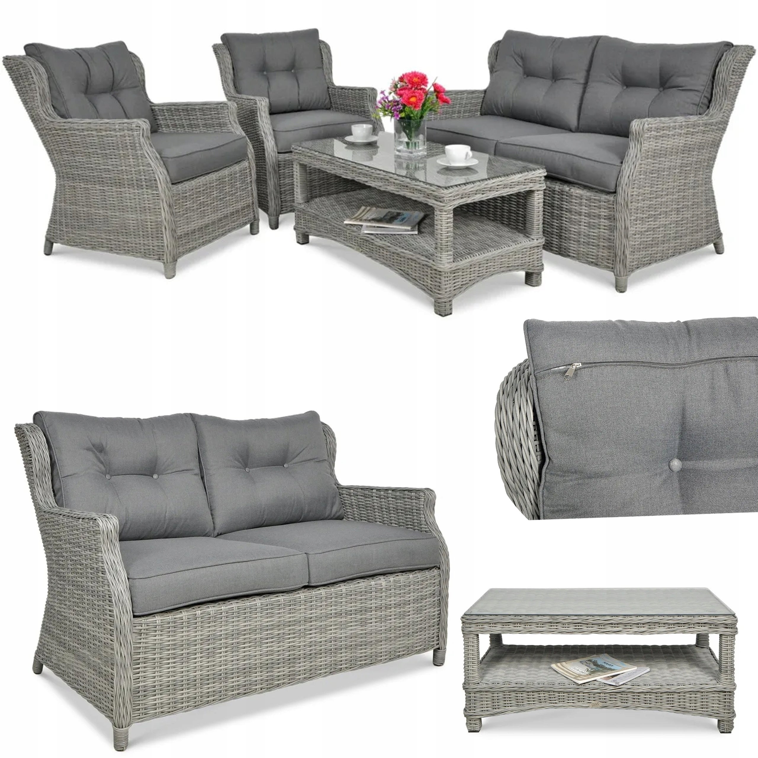 Zestaw Mebli Ogrodowych Technorattan TRIVENTO Stolik Sofa 2xFotel na Taras 1 szt
