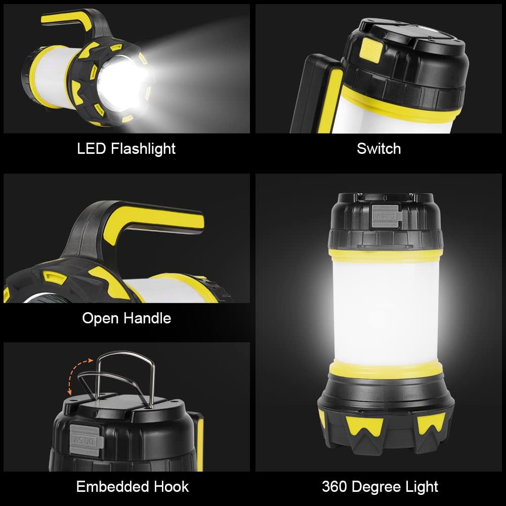 10pcs!! Lanterne Camping Rechargeable, LED Camping Lantern Puissante 3000Lm Lampe Torche 360° Eclairage 6 Modes lampe Camping - 3