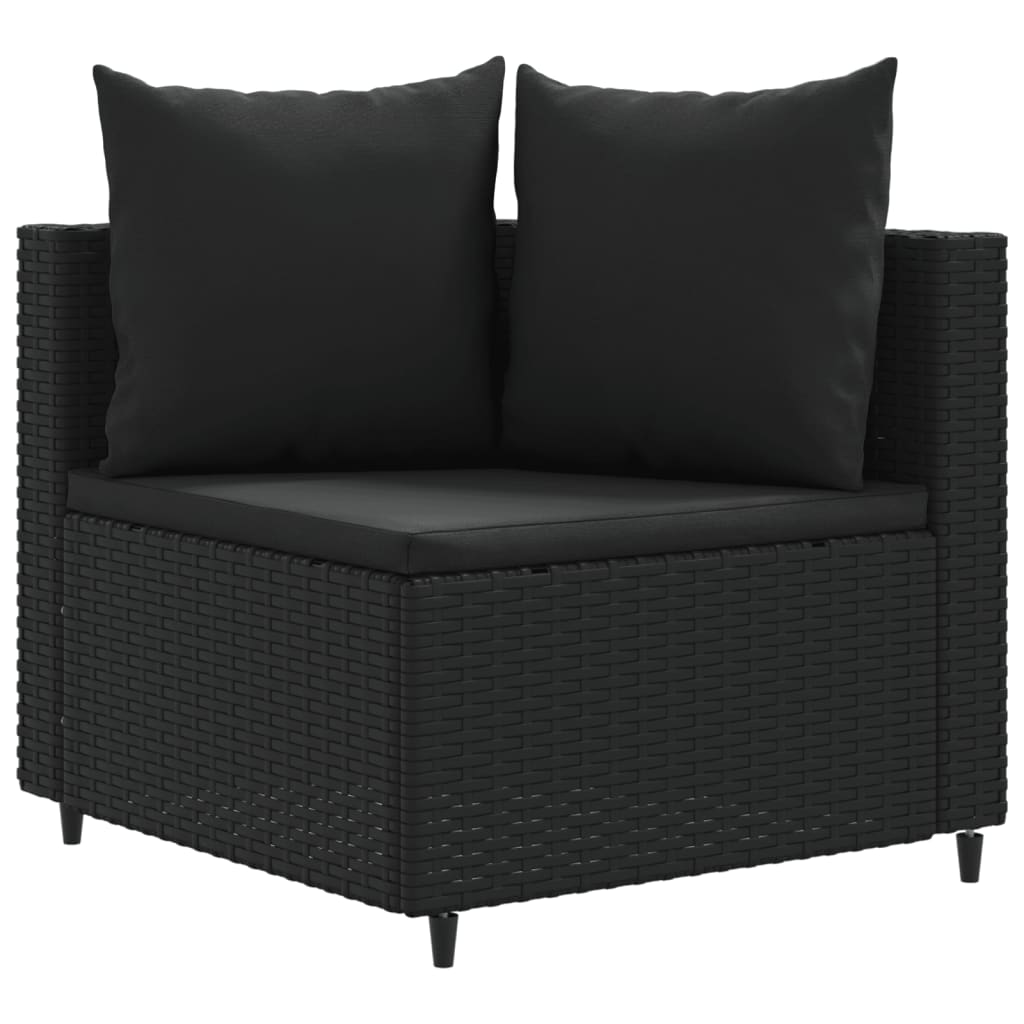 Salon de jardin 5 pcs | Mobilier de jardin | Salon d'extérieur avec coussins noir résine tressée CFW310778 - 3