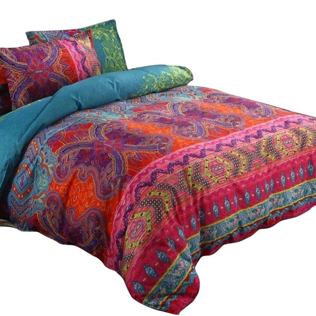 Parure de lit style bohème, Parure de lit, Housse de couette en microfibre avec 1 taie d'oreiller, 135 x 200 cm (sans drap de lit)