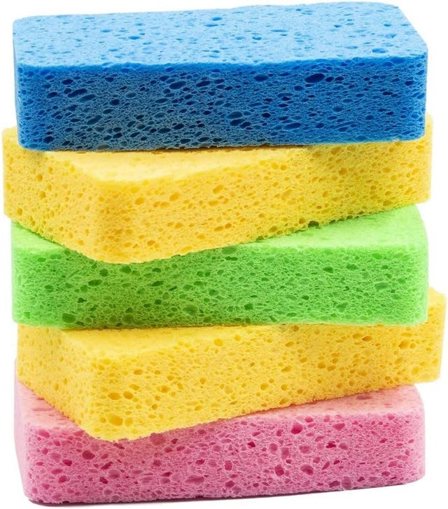 Juego de 5 esponjas grandes de celulosa, esponjas de cocina para platos, estropajos antirayaduras para utensilios de cocina