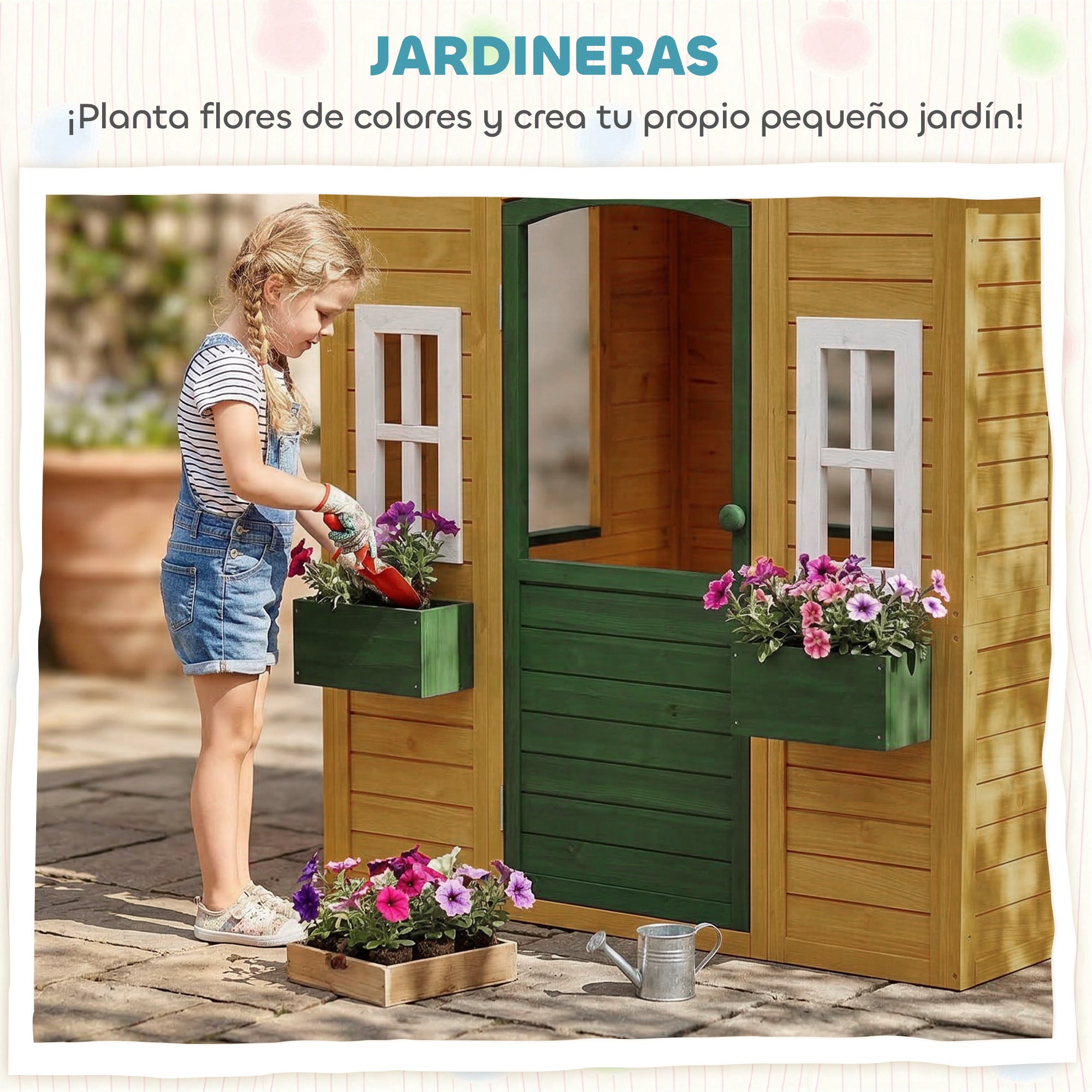 Casinha de Madeira Infantil AIYAPLAY Madeira de Abeto Madeira 134,5x97x150 cm - 5