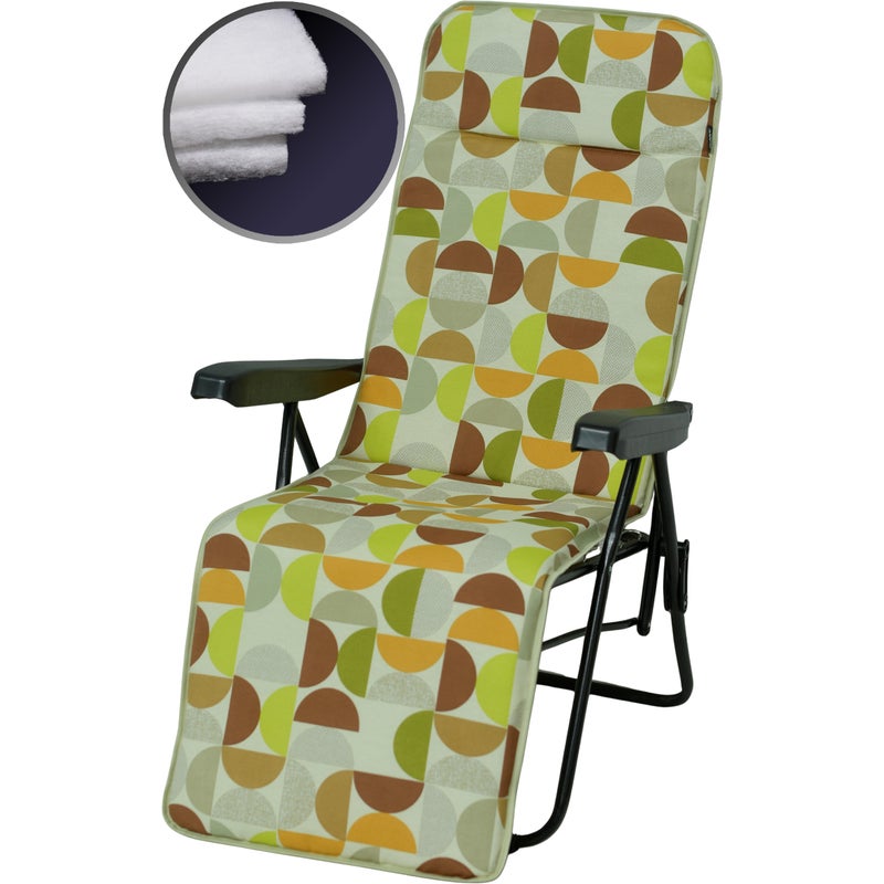 Poduszka na leżak fotel z podnóżkiem AMPO zielony beżowy brązowy 1 szt.