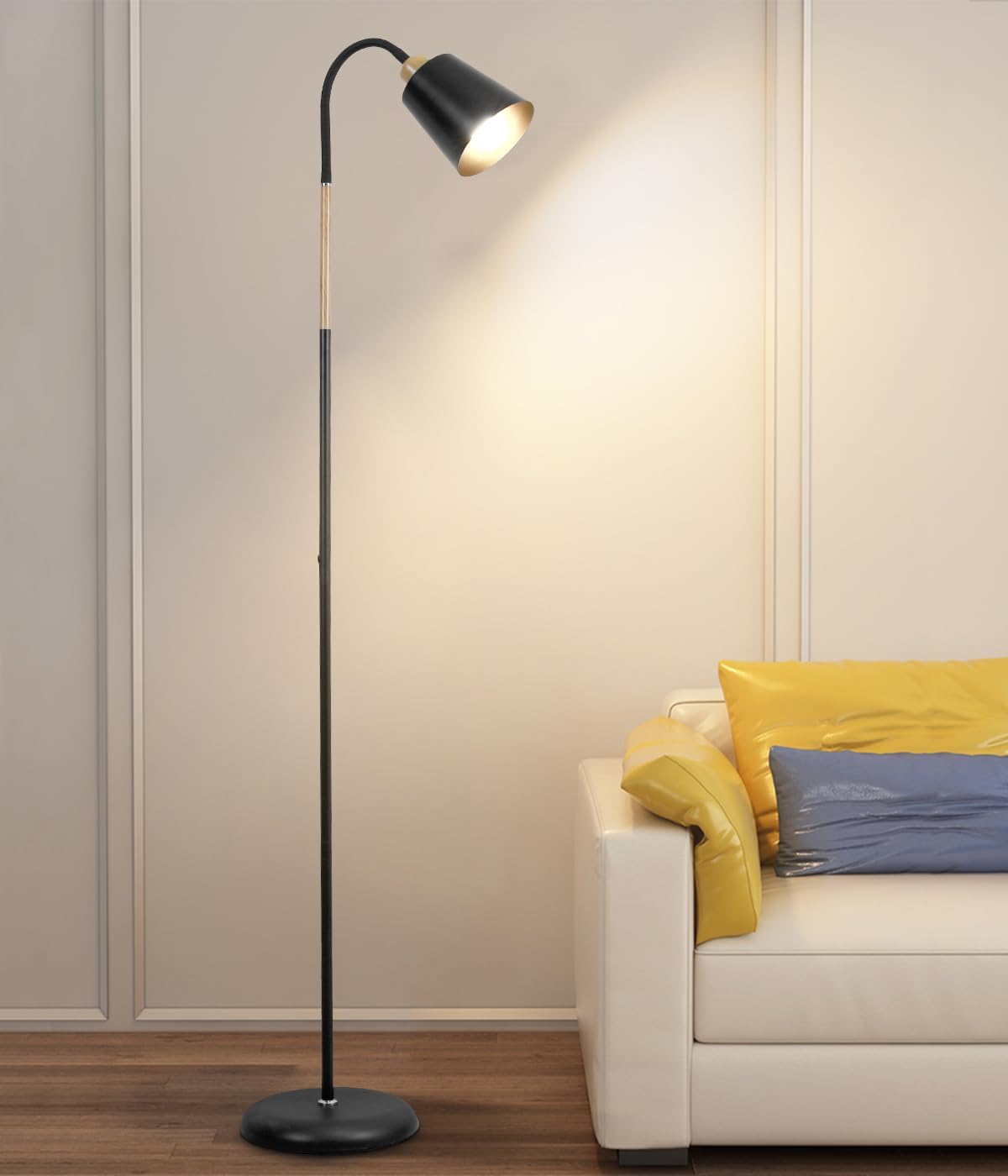 Lampadaire Moderne Noir Avec Fleurs Blanches Acrylique - Hauteur 168 Cm, 4 Ampoules E27 Incluses, Interrupteur Manuel - Salon, Chambre, Bureau - 6