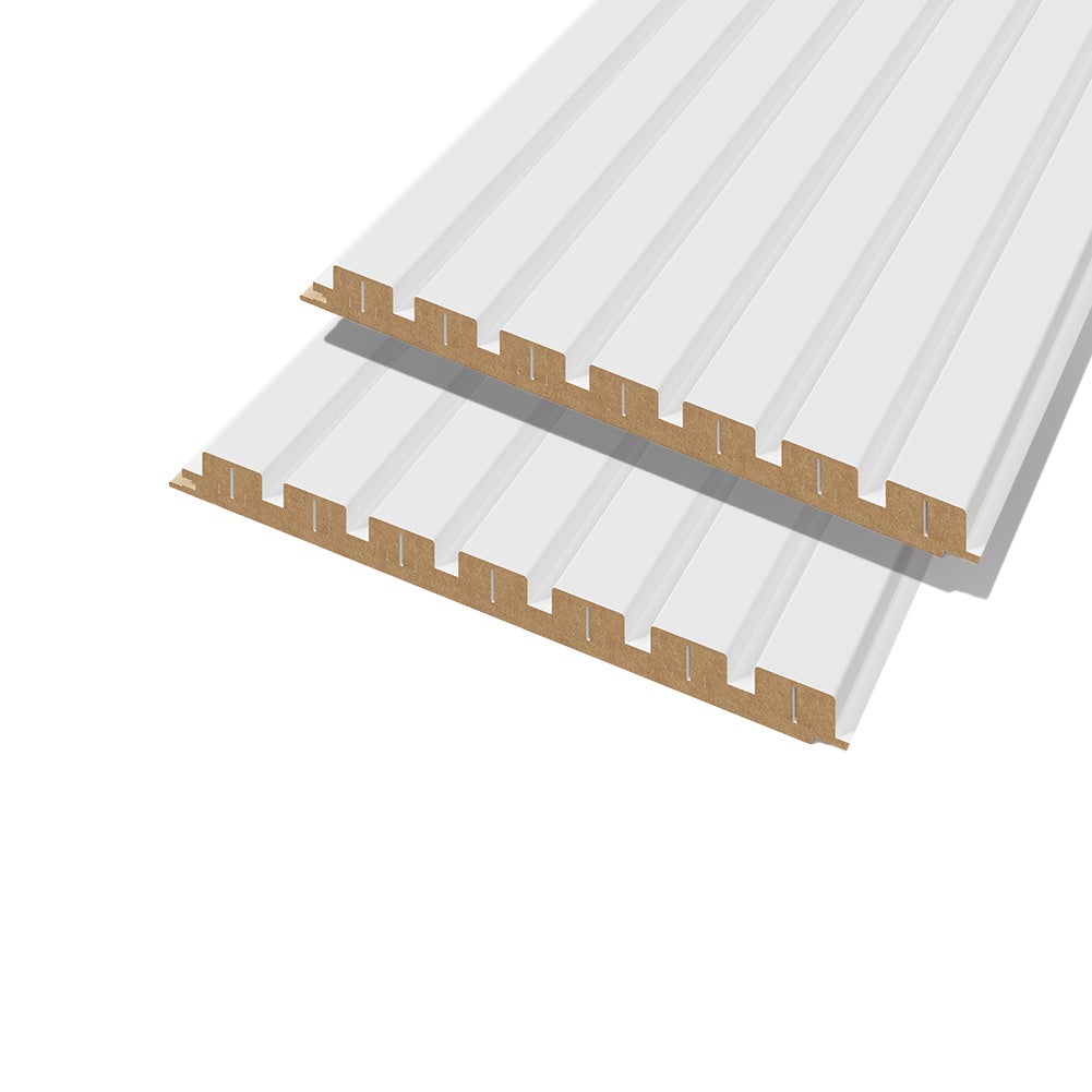 Lot de 2 demi-panneaux mural décoratif lamelles MDF blanc (à peindre) 1250 x 287 x 20 mm-0,72 M2 PEFC 70% - 2
