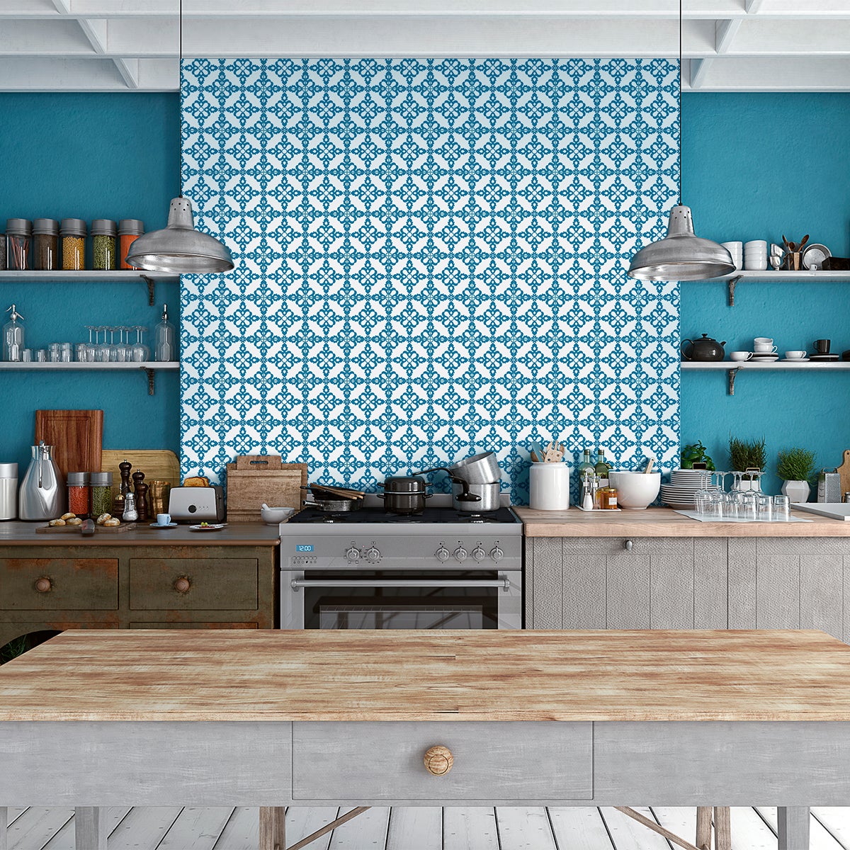 Stickers Carrelage Adhésif Hexagone Bleu Foncé - Crédence Cuisine Ou Salle De Bain - 6 Pièces 30,5x30,5cm