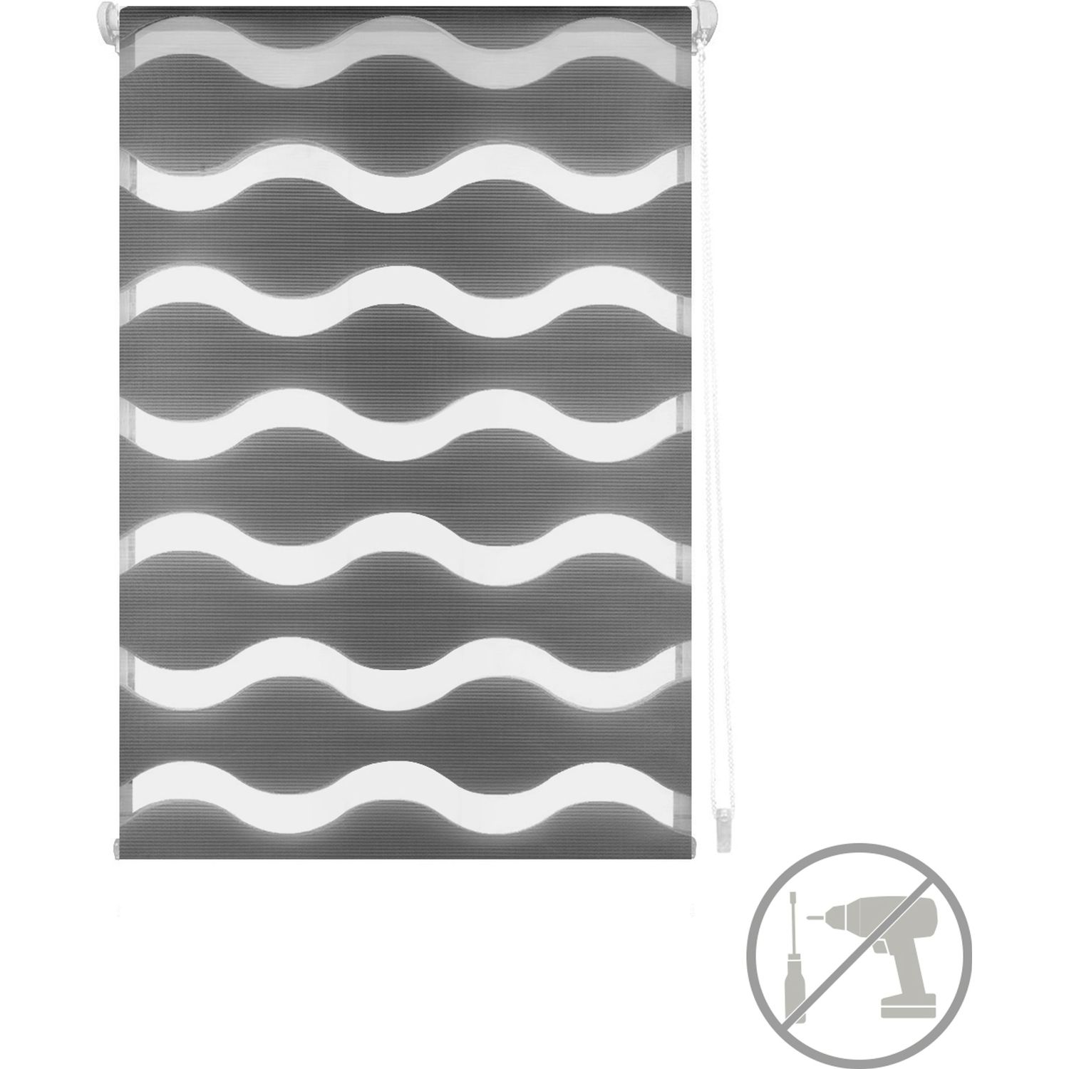 Ecommerc3 | estor enrollable noche y día montaje sin herramientas tamaño 120x150 tamaño tela 117x145 - estor noche y dia easyfix gris antracita