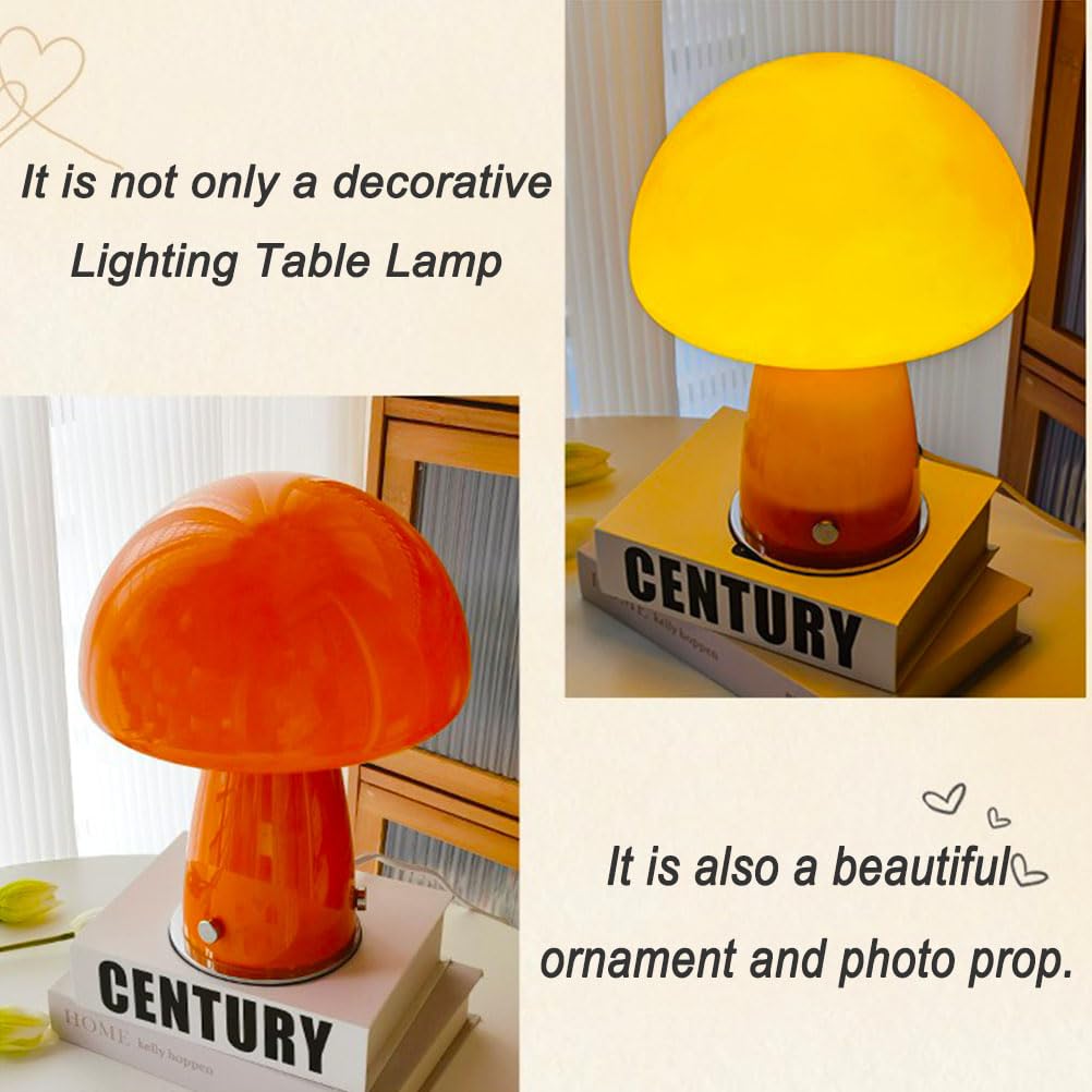 Lampe de table LED à intensité variable, lampe de table champignon en verre, trois températures de couleur 3000K/4000K/6000K, adaptée à la chambre - 4