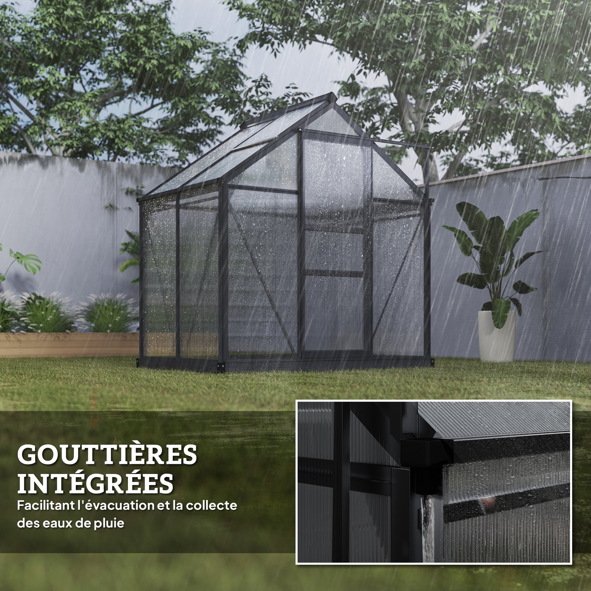 Serre de jardin polycarbonate Polycarbonate Outsunny - 7