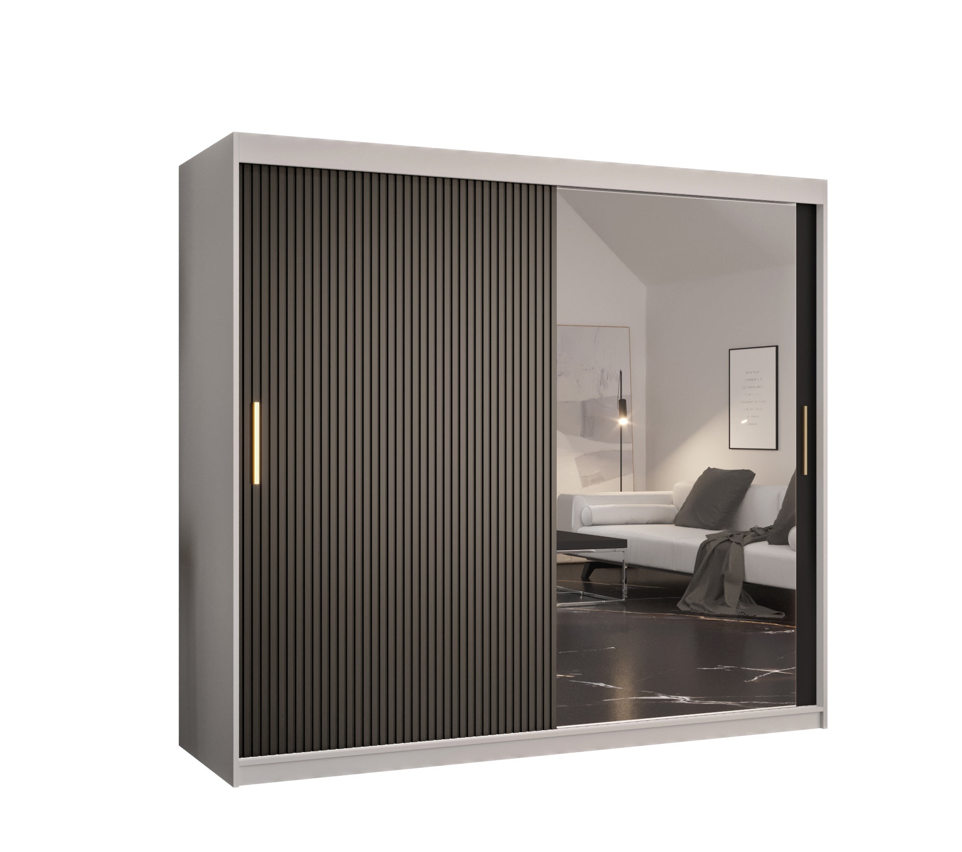 Szafa przesuwna garderoba RIFLO SLIM 2 200 x 62 x 200 cm Biały + Czarny - Abiks Meble