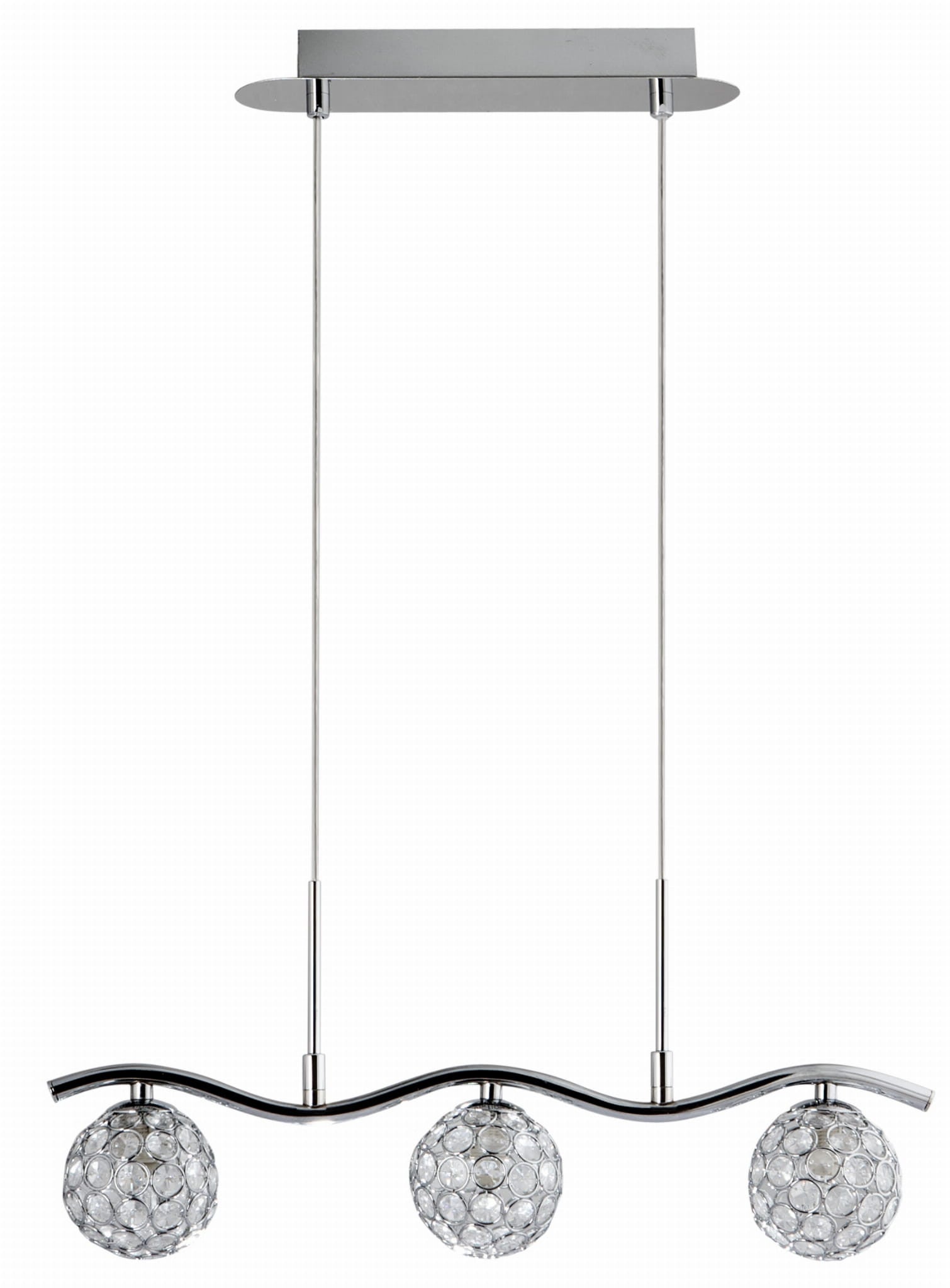 Lampa wisząca Starlet chromowana-przezroczysty 3xG9x40W kryształowa wym: 110 x 49 x 9 cm kryształ Candellux