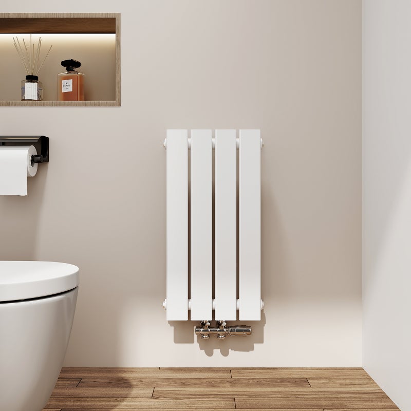 EMKE Grzejnik Stalowy Pojedynczy Pionowy 233W, 60x30,4 cm, 4 bar, do 3 m² – Biały