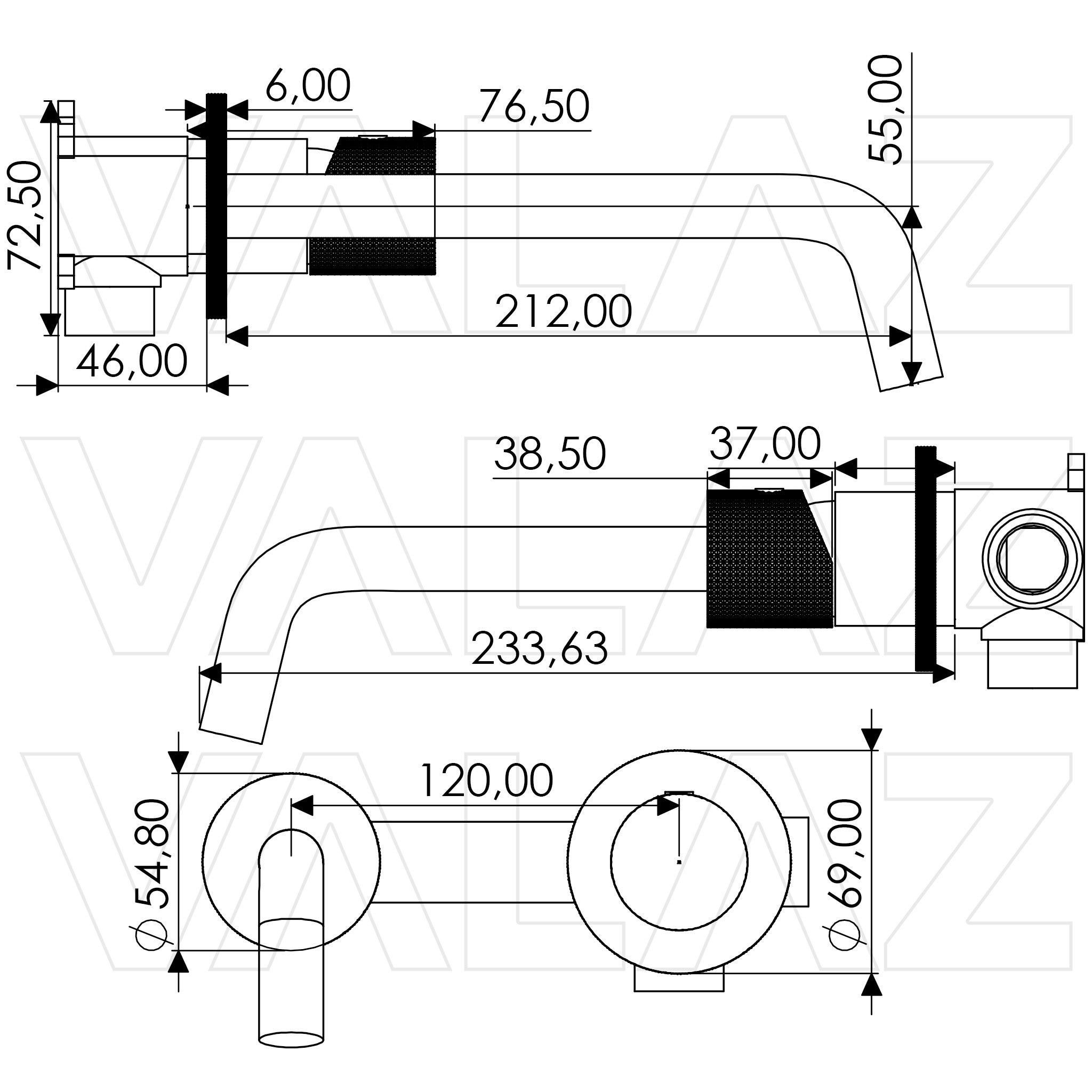 Valaz Rubinetto monocomando per lavabo cromato da incasso tondo con leva di lusso - Serie Besaya - 2