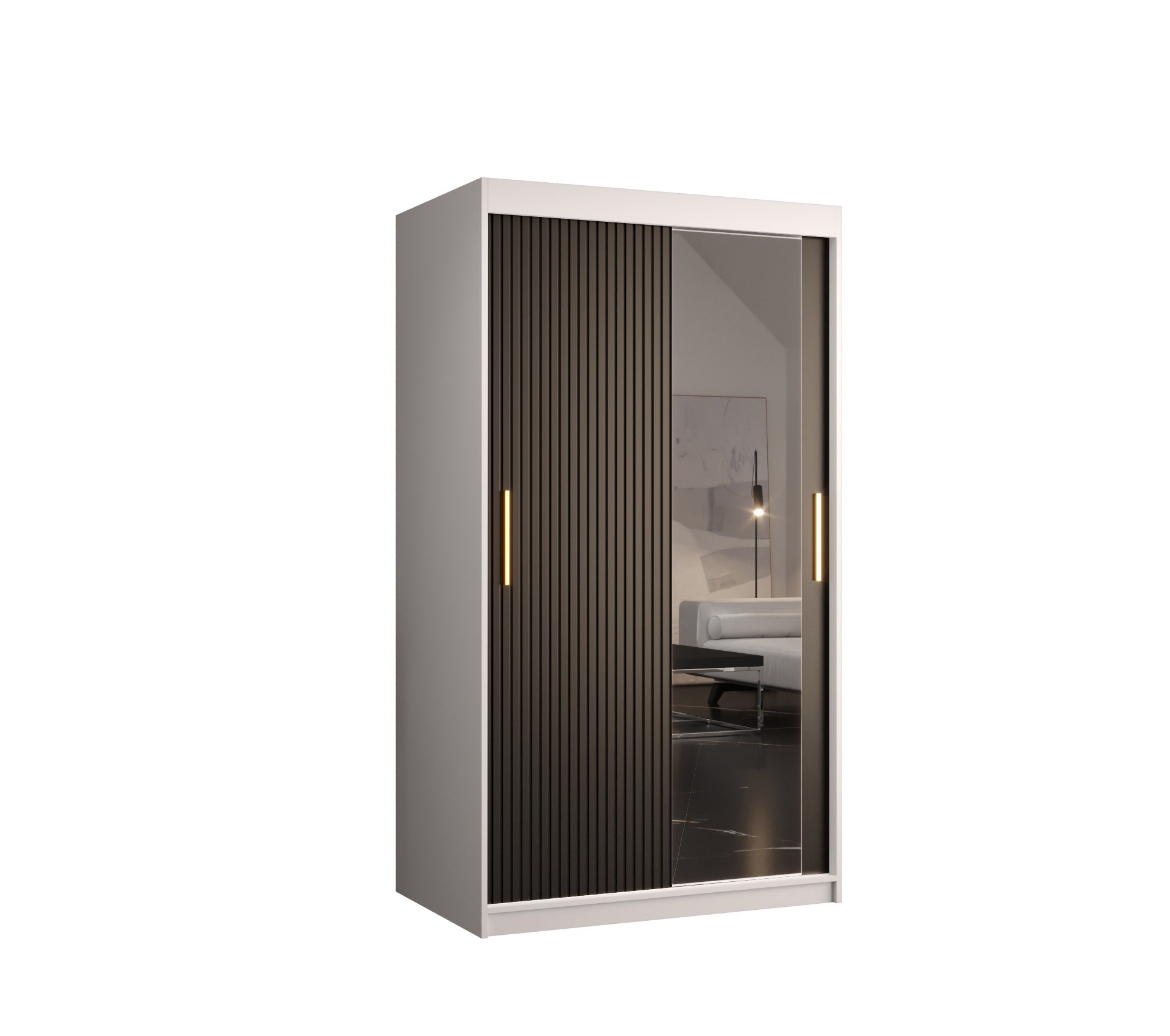 Szafa przesuwna garderoba RIFLO SLIM 2 100 x 62 x 200 cm Biały + Czarny - Abiks Meble