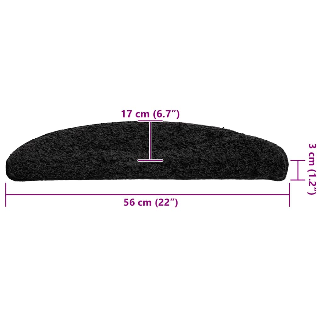 Tapis d'escalier 30 pcs. noir 56x17x3 cm - 8