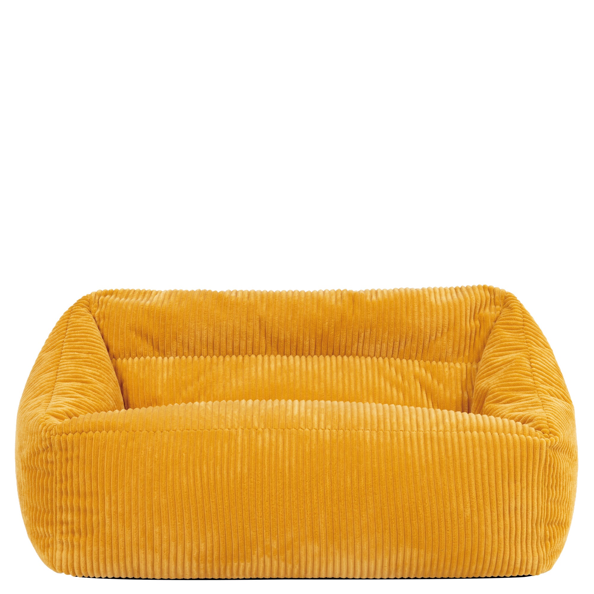 Pouf canapé enfant Icon velours côtelé Oeko-Tex® jaune ocre, chambre, salon, 55x95cm - 4