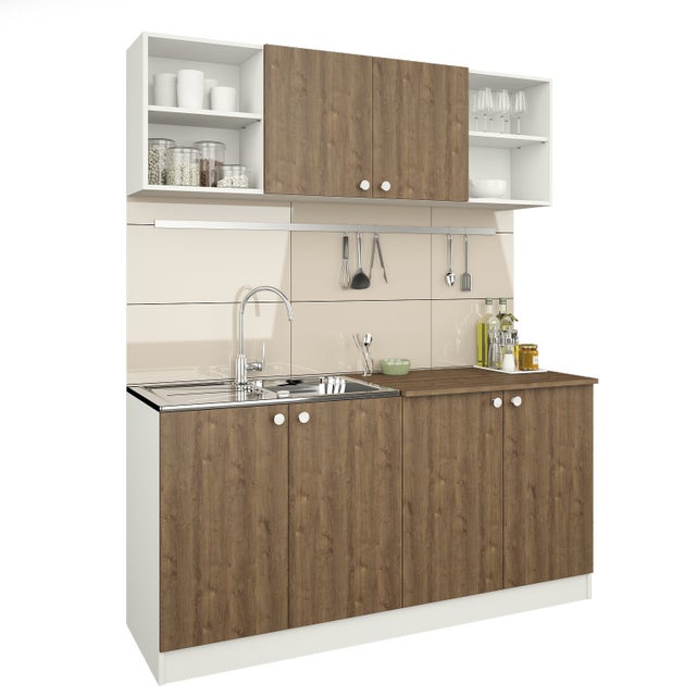 Cucina Componibile Susan 240cm Belini - Pensili E Mobili Da Cucina Senza Elettrodomestici - Colore Argento Opaco - Foto 9