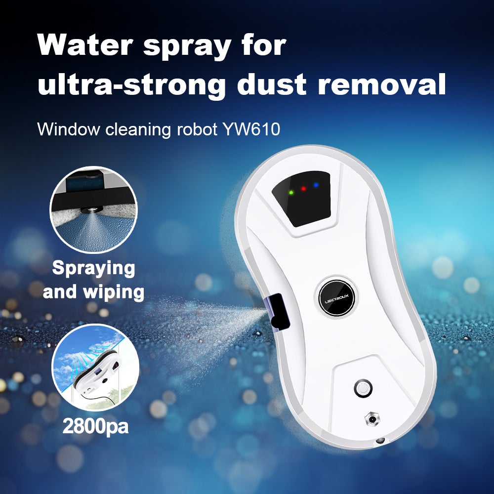 LIECTROUX YW610 – Robot Limpiacristales Inteligente con Depósito de Agua 30 ml, Alto Rendimiento + 10 Paños Incluidos - 2